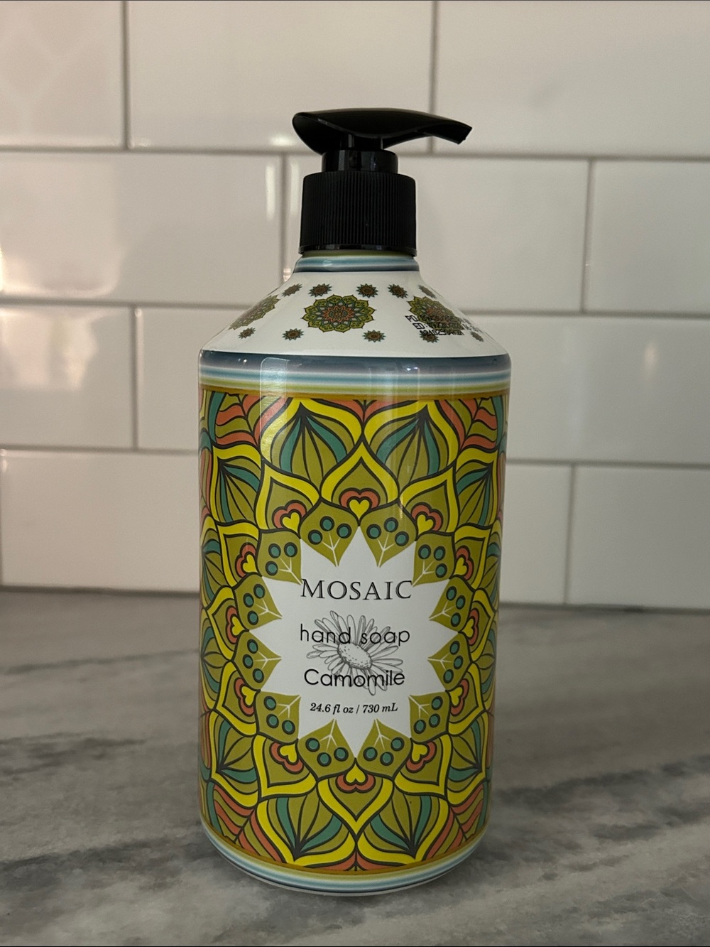 NEW Mosaic Chamomile Hand Soap Dispenser Large 24.6 Fluid Ounces